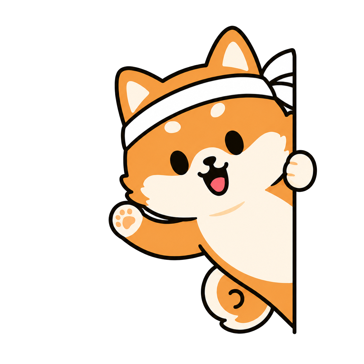 BonBon mascot waving from behind a panel