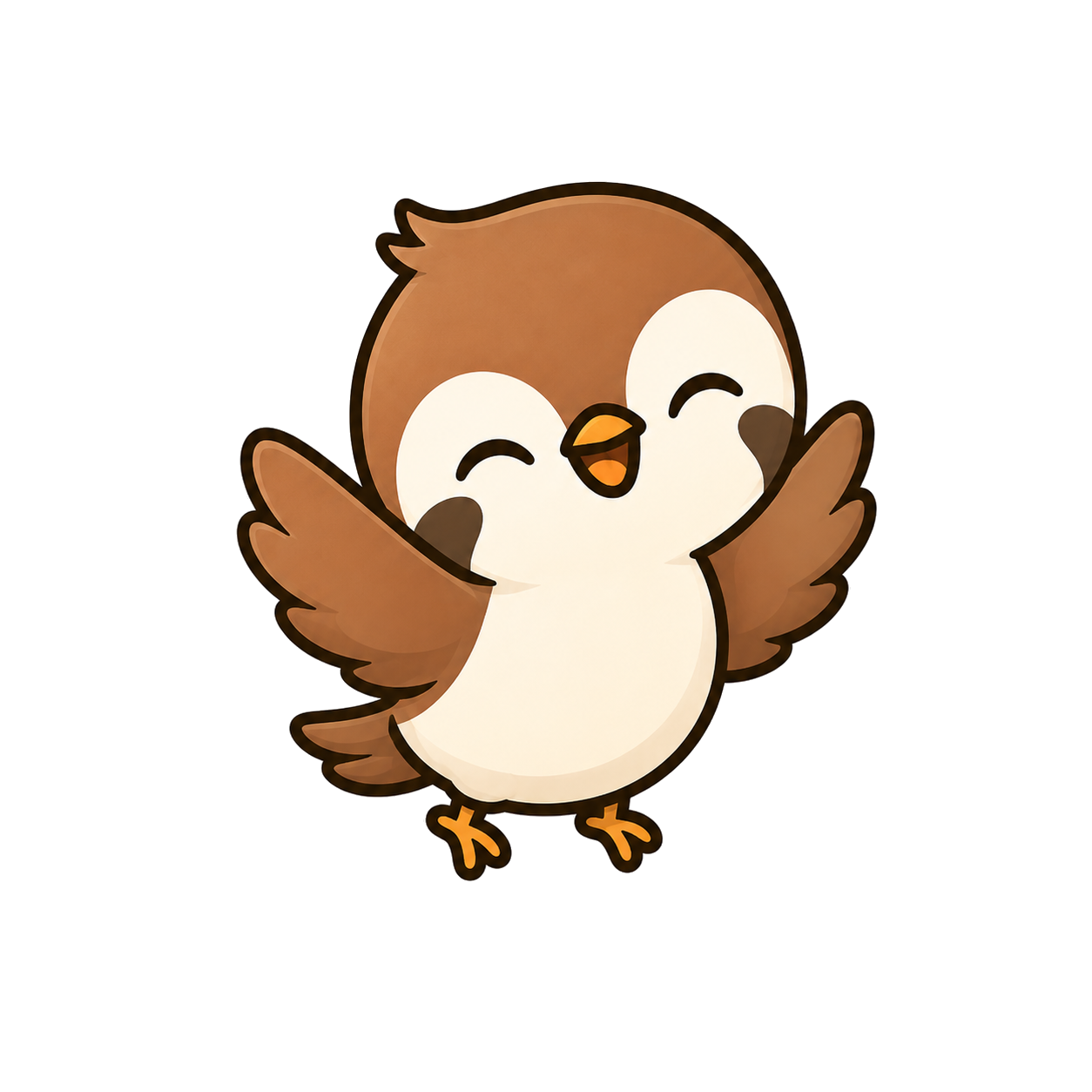 Miu mascot smiling with wings raised